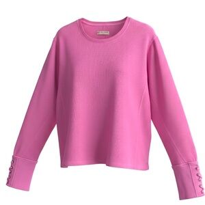 Free People We The Free Pink Waffle Knit Lace Up Sleeve Thermal NWOT Size Large